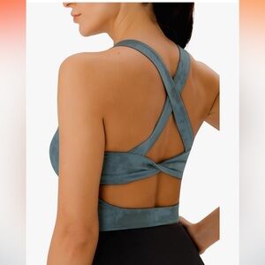 JOYSPELS criss cross back longline sports bra MEDIUM